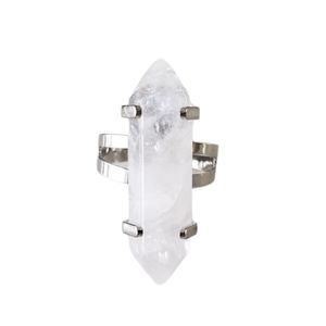 Natural quartz polished crystal point ring